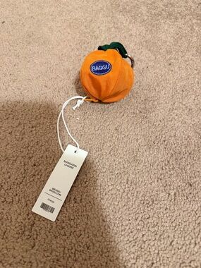 BAGGU Orange Mandarin Charm Keychain with Green Leaf